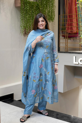 Tasrika Embroidered Kurta, Trouser/Pant & Dupatta Set