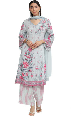 BIBA Printed Kurta, Trouser/Pant & Dupatta Set