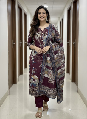 Aaliya Floral Print Kurta, Trouser/Pant & Dupatta Set