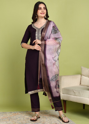 DSK Studio Solid Kurta, Trouser/Pant & Dupatta Set