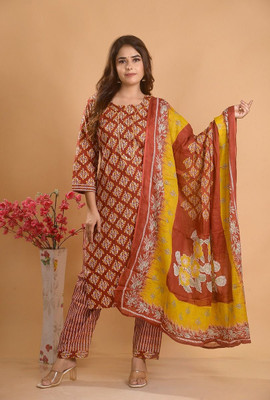 Mamta Jr Fashion Floral Print Kurta, Trouser/Pant & Dupatta Set