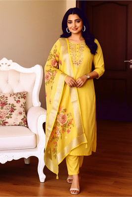 alliance collection Striped, Woven, Self Design, Solid Kurta, Trouser/Pant & Dupatta Set