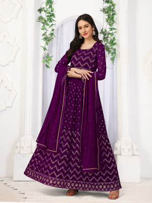 Trendmalls Embroidered Anarkali Kurta, Bottom & Dupatta Set