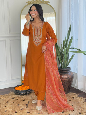 RN Fashion Embroidered Kurta, Trouser/Pant & Dupatta Set