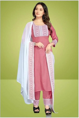 CLAVINET Self Design Kurta, Palazzo & Dupatta Set