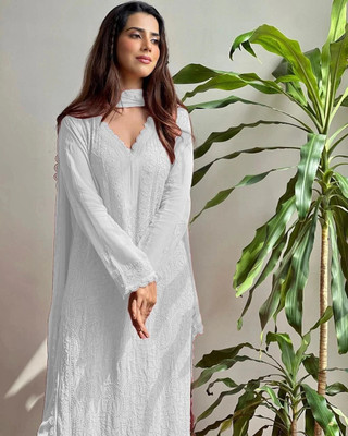 Tanvicreation Embroidered, Printed Kurta, Trouser/Pant & Dupatta Set