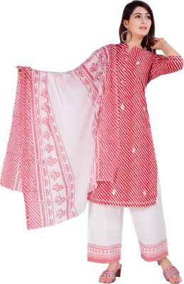 kcb Striped Kurta, Palazzo & Dupatta Set