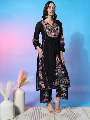 Khodiyar clothing Floral Print Kurta, Trouser/Pant & Dupatta Set