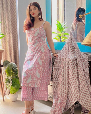 Harsh Enterprises Printed Kurta, Palazzo & Dupatta Set
