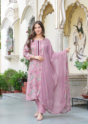 Tanu Creation Embroidered Kurta, Trouser/Pant & Dupatta Set