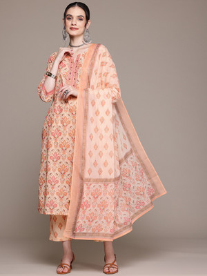 Readiprint Fashions Printed Kurta, Palazzo & Dupatta Set