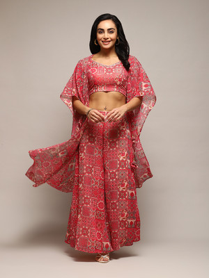 BIBA Printed Kurta, Palazzo & Dupatta Set