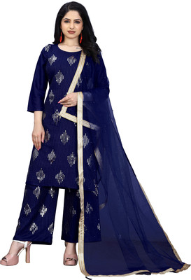 HOC's Embellished Kurta, Palazzo & Dupatta Set