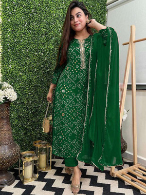 Ambrosia retail Printed, Embroidered Kurta, Trouser/Pant & Dupatta Set