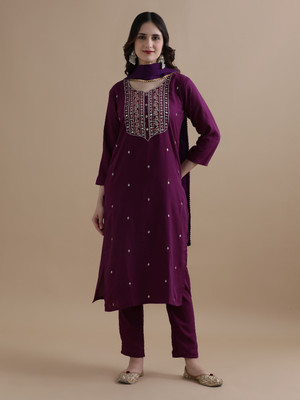 Jaipur Kurti Embroidered Kurta, Trouser/Pant & Dupatta Set