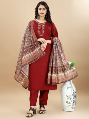 FELLORA Embroidered, Solid, Self Design Kurta, Trouser/Pant & Dupatta Set