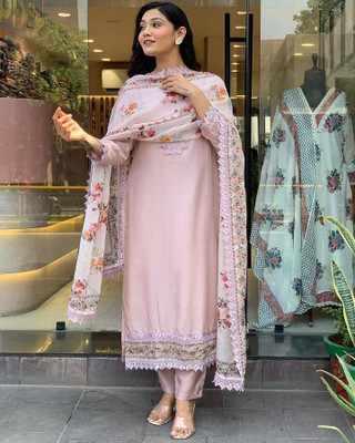 SYAMCREATION Solid Kurta, Sharara & Dupatta Set