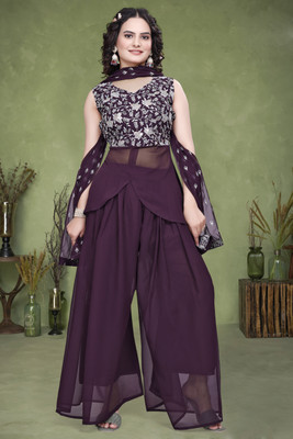 sree v fashion Embellished Kurta, Palazzo & Dupatta Set