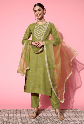 Tasrika Embroidered Kurta, Trouser/Pant & Dupatta Set