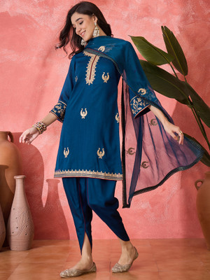 Sangria Embroidered Kurta, Trouser/Pant & Dupatta Set