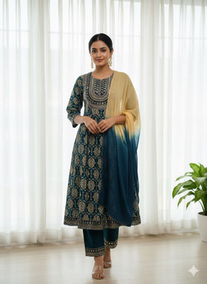 CORMACT Solid Anarkali Kurta, Bottom & Dupatta Set