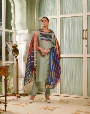 Thezaara Self Design Kurta, Trouser/Pant & Dupatta Set