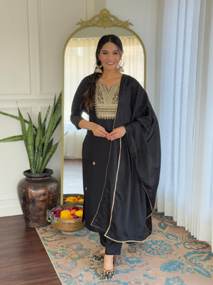FancyFits Embroidered Kurta, Salwar & Dupatta Set