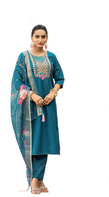 FAIRYPINK Embroidered Kurta, Trouser/Pant & Dupatta Set