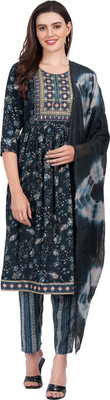 Navlika Printed Kurta, Palazzo & Dupatta Set