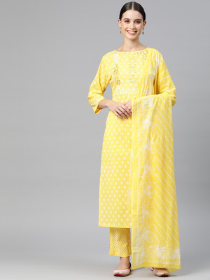 Readiprint Fashions Printed Kurta, Palazzo & Dupatta Set