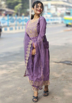RK Creation Embroidered Kurta, Trouser/Pant & Dupatta Set