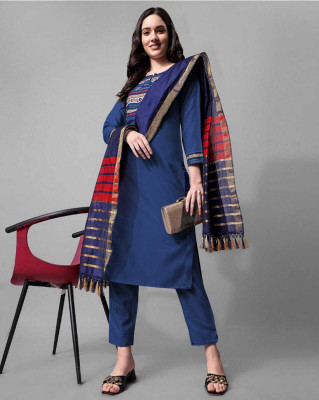 CreationRajvi Solid Kurta, Trouser/Pant & Dupatta Set