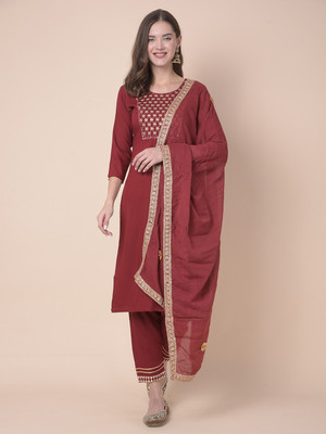Roxworld Embroidered Kurta, Trouser/Pant & Dupatta Set