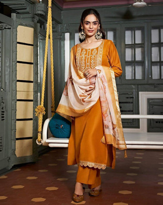 pandurang Fab Embroidered Kurta, Trouser/Pant & Dupatta Set