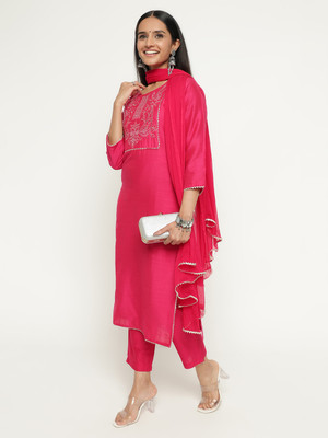 Angkor Embroidered Kurta, Trouser/Pant & Dupatta Set