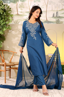 Ramya Fashion Solid Kurta, Trouser/Pant & Dupatta Set