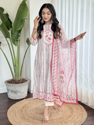 HEER FASHION Solid Kurta, Trouser/Pant & Dupatta Set