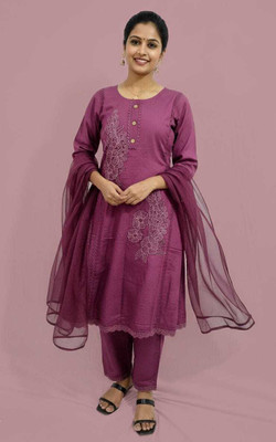 KAKKA JI COLLECTIONS Solid Kurta, Trouser/Pant & Dupatta Set