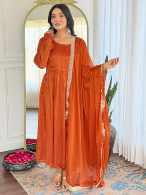 Eeloo Solid Kurta, Trouser/Pant & Dupatta Set