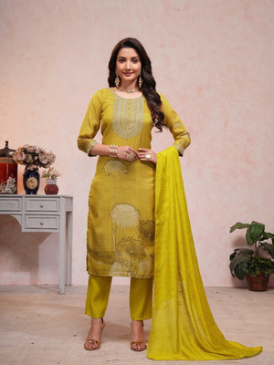 MADHAV WEAVES Embroidered Kurta, Trouser/Pant & Dupatta Set
