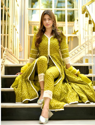 Suved Mart Printed Kurta, Palazzo & Dupatta Set