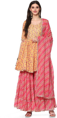 BIBA Printed Kurta, Sharara & Dupatta Set