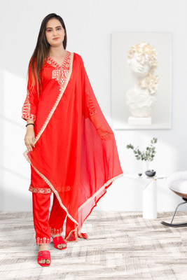 Bilori Embroidered Kurta, Trouser/Pant & Dupatta Set