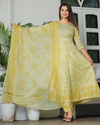 DONNING Art Printed Kurta, Trouser/Pant & Dupatta Set