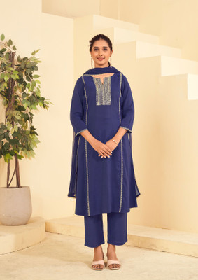 iwuman Embroidered Kurta, Trouser/Pant & Dupatta Set