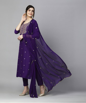 Anni Designer Embroidered Kurta, Palazzo & Dupatta Set