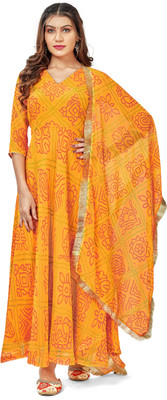 Aether Printed Anarkali Kurta, Bottom & Dupatta Set