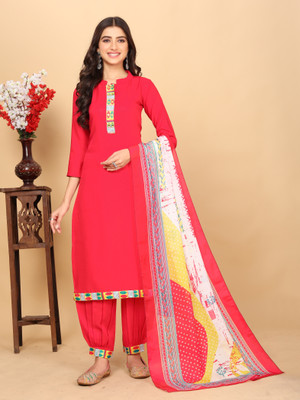 THANDUDI Solid Kurta, Patiala & Dupatta Set