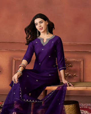 Tasrika Embroidered Kurta, Trouser/Pant & Dupatta Set