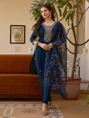 RADHEKRISHNA FASHIONABLES Embroidered Kurta, Salwar & Dupatta Set